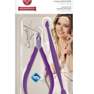 Alicate de Cutícula c/ Espátula Dupla 756-S Lilás Sandy Mundial
