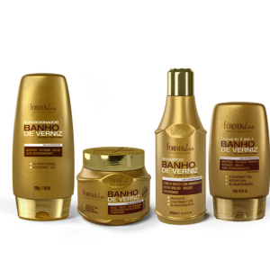 Kit Banho de Verniz (Shampoo, Condicionador, Máscara, Finalizador) Forever Liss