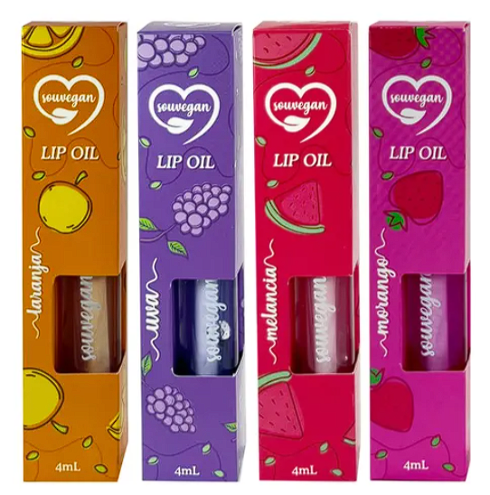 Lip Oil Souvegan Hidratante (Uva, Melancia, Efeito Gelado)