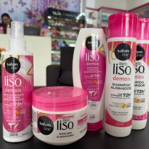 Kit Alinhador Desembaraçante (Shampoo, Condicionador, Máscara, Defrizante) - Salon line Meu liso Demais